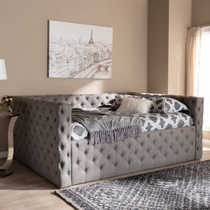 Baxton Studio Anabella Modern and Contemporary Grey Fabric Upholstered Queen Size Daybed