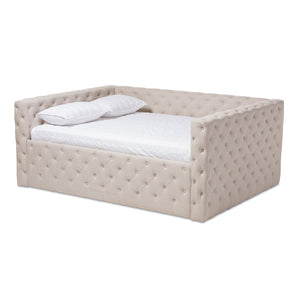 Baxton Studio Anabella Modern and Contemporary Light Beige Fabric Upholstered Queen Size Daybed