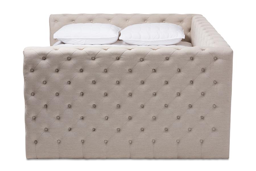 Baxton Studio Anabella Modern and Contemporary Light Beige Fabric Upholstered Full Size Daybed