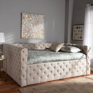 Baxton Studio Anabella Modern and Contemporary Light Beige Fabric Upholstered Full Size Daybed