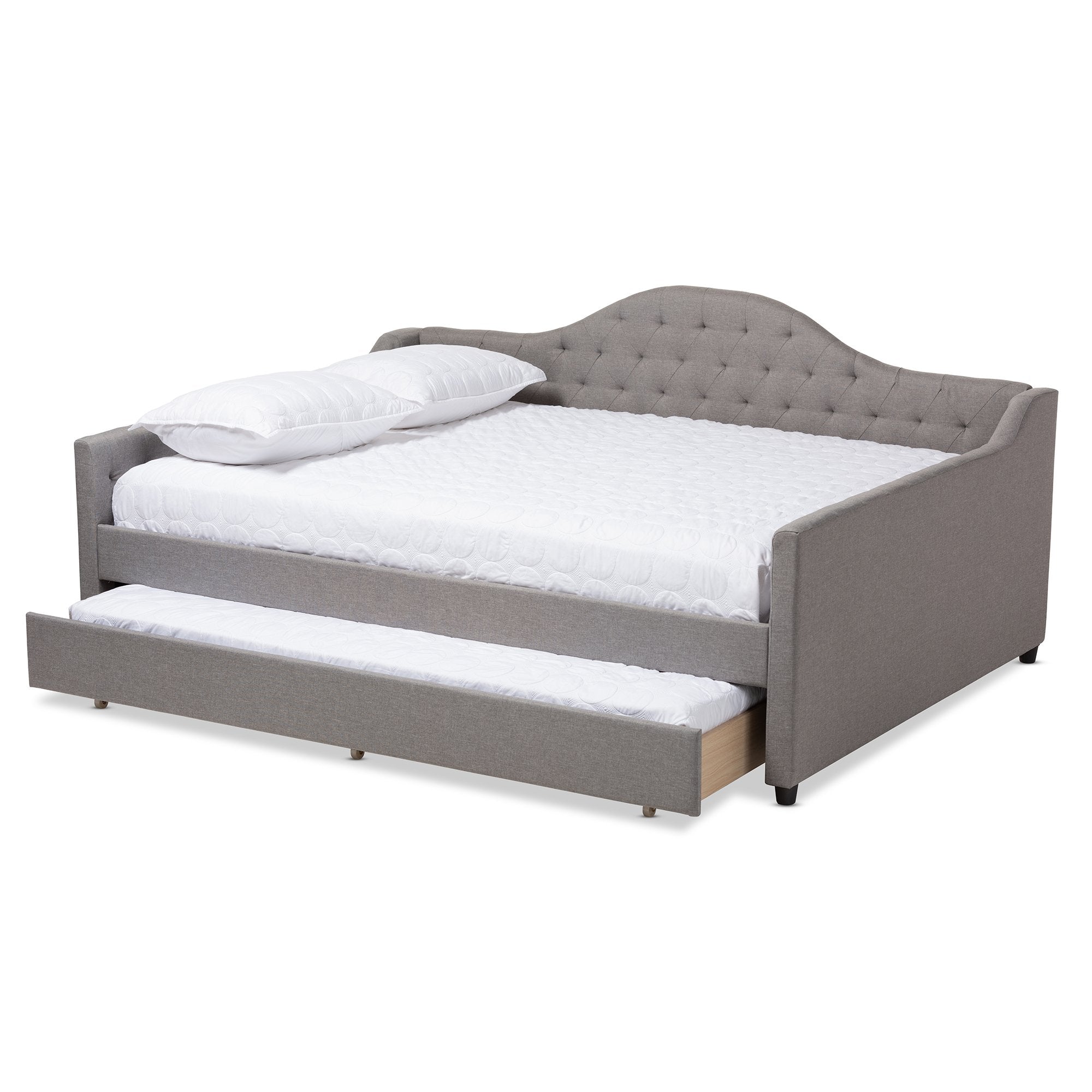 Baxton Studio Eliza Modern and Contemporary Grey Fabric Upholstered Full Size Daybed with Trundle