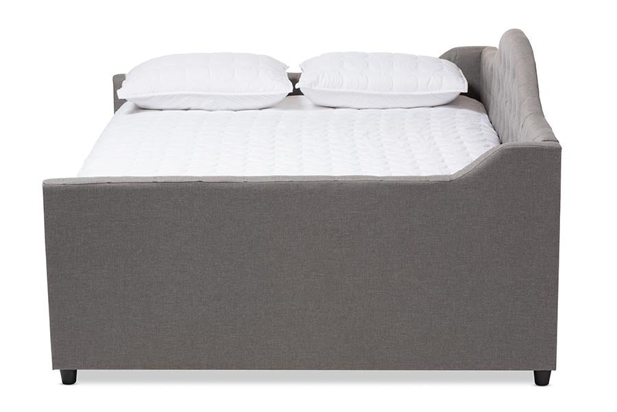 Baxton Studio Eliza Modern and Contemporary Grey Fabric Upholstered Full Size Daybed with Trundle