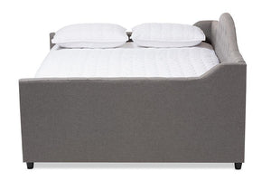 Baxton Studio Eliza Modern and Contemporary Grey Fabric Upholstered Queen Size Daybed with Trundle