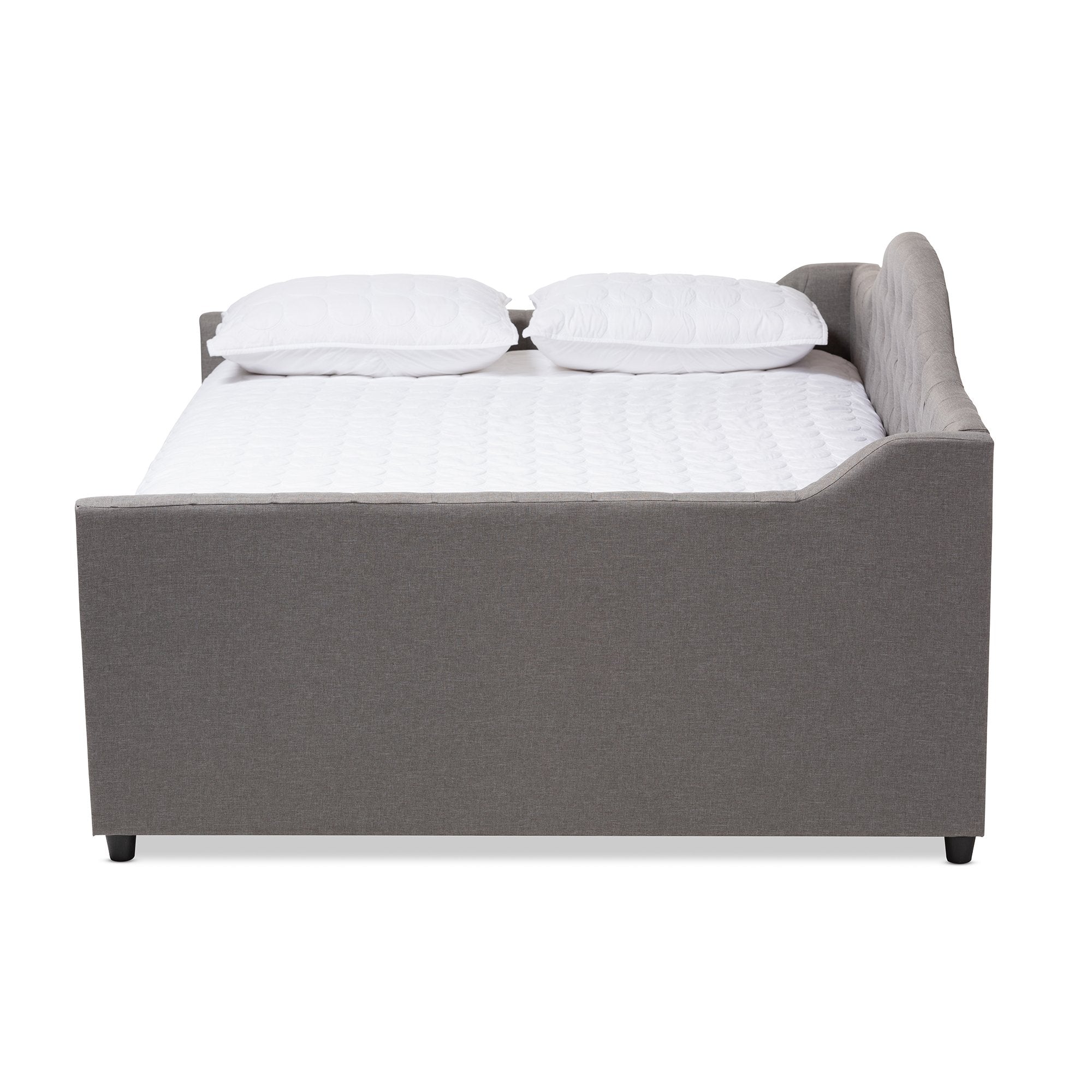 Baxton Studio Eliza Modern and Contemporary Grey Fabric Upholstered Full Size Daybed with Trundle