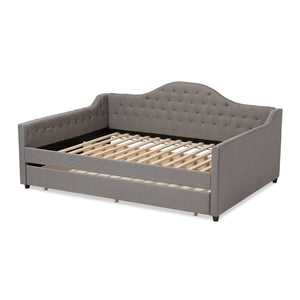 Baxton Studio Eliza Modern and Contemporary Grey Fabric Upholstered Full Size Daybed with Trundle