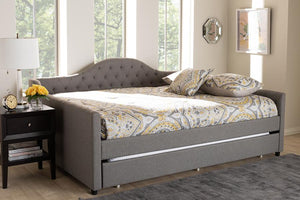 Baxton Studio Eliza Modern and Contemporary Grey Fabric Upholstered Full Size Daybed with Trundle