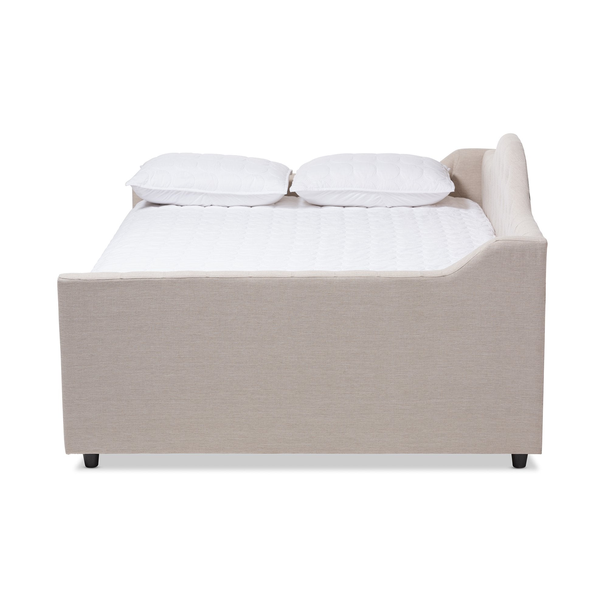 Baxton Studio Eliza Modern and Contemporary Light Beige Fabric Upholstered Queen Size Daybed with Trundle