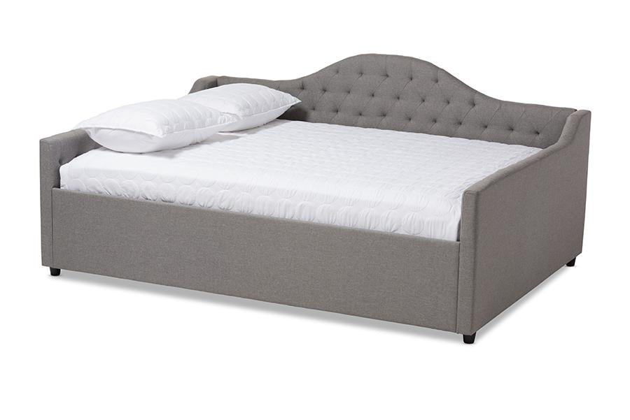 Baxton Studio Eliza Modern and Contemporary Grey Fabric Upholstered Queen Size Daybed