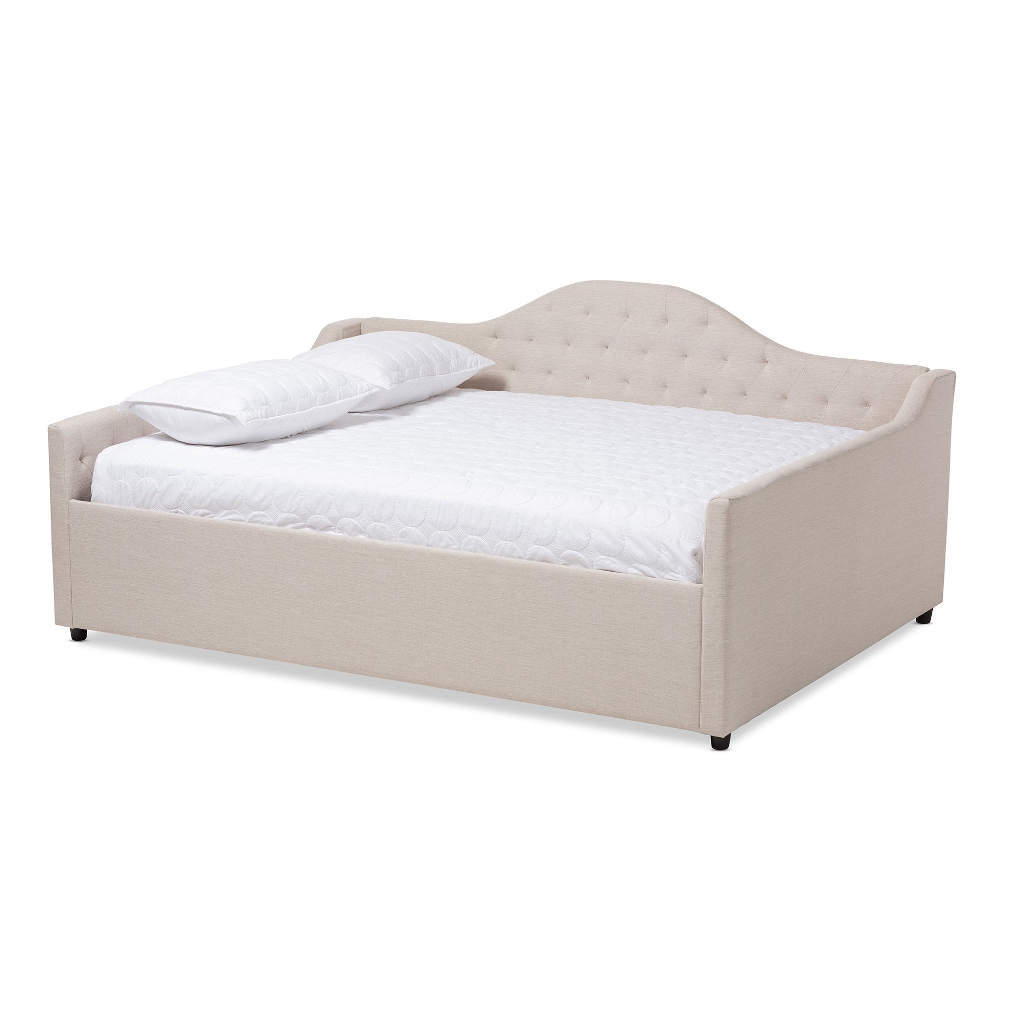 Baxton Studio Eliza Modern and Contemporary Light Beige Fabric Upholstered Queen Size Daybed