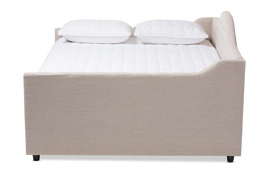 Baxton Studio Eliza Modern and Contemporary Light Beige Fabric Upholstered Full Size Daybed