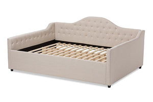 Baxton Studio Eliza Modern and Contemporary Light Beige Fabric Upholstered Queen Size Daybed