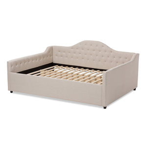 Baxton Studio Eliza Modern and Contemporary Light Beige Fabric Upholstered Queen Size Daybed