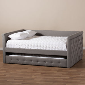 Baxton Studio Alena Modern and Contemporary Grey Fabric Upholstered Full Size Daybed with Trundle