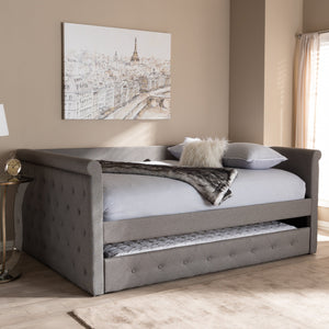 Baxton Studio Alena Modern and Contemporary Grey Fabric Upholstered Full Size Daybed with Trundle