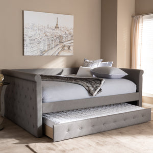 Baxton Studio Alena Modern and Contemporary Grey Fabric Upholstered Full Size Daybed with Trundle