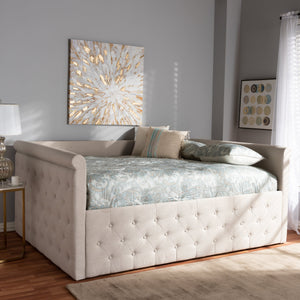 Baxton Studio Amaya Modern and Contemporary Light Beige Fabric Upholstered Full Size Daybed