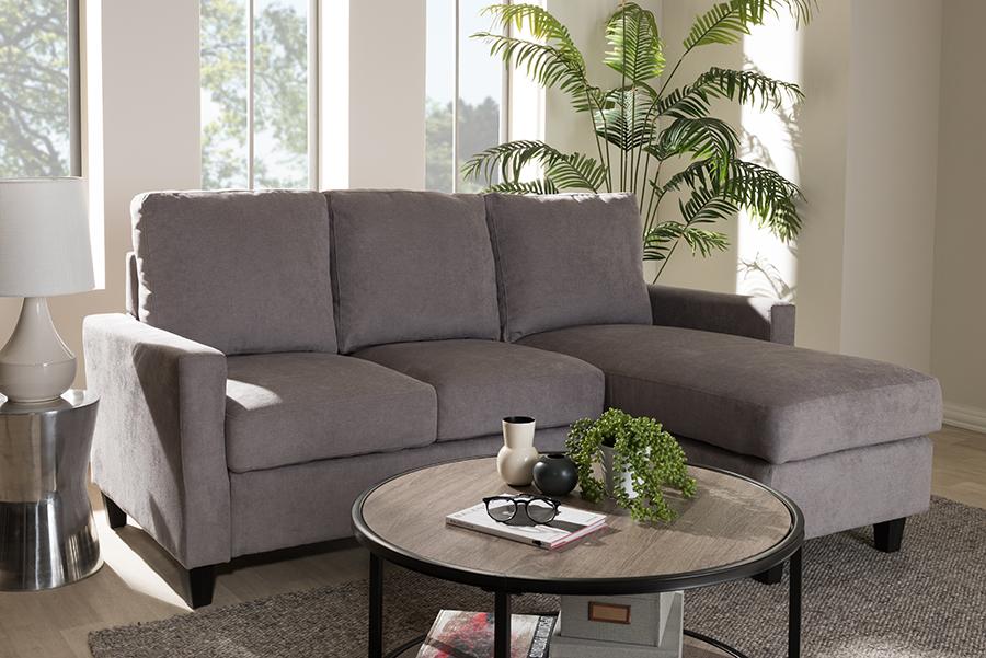 Baxton Studio Greyson Modern And Contemporary Light Grey Fabric Upholstered Reversible Sectional Sofa