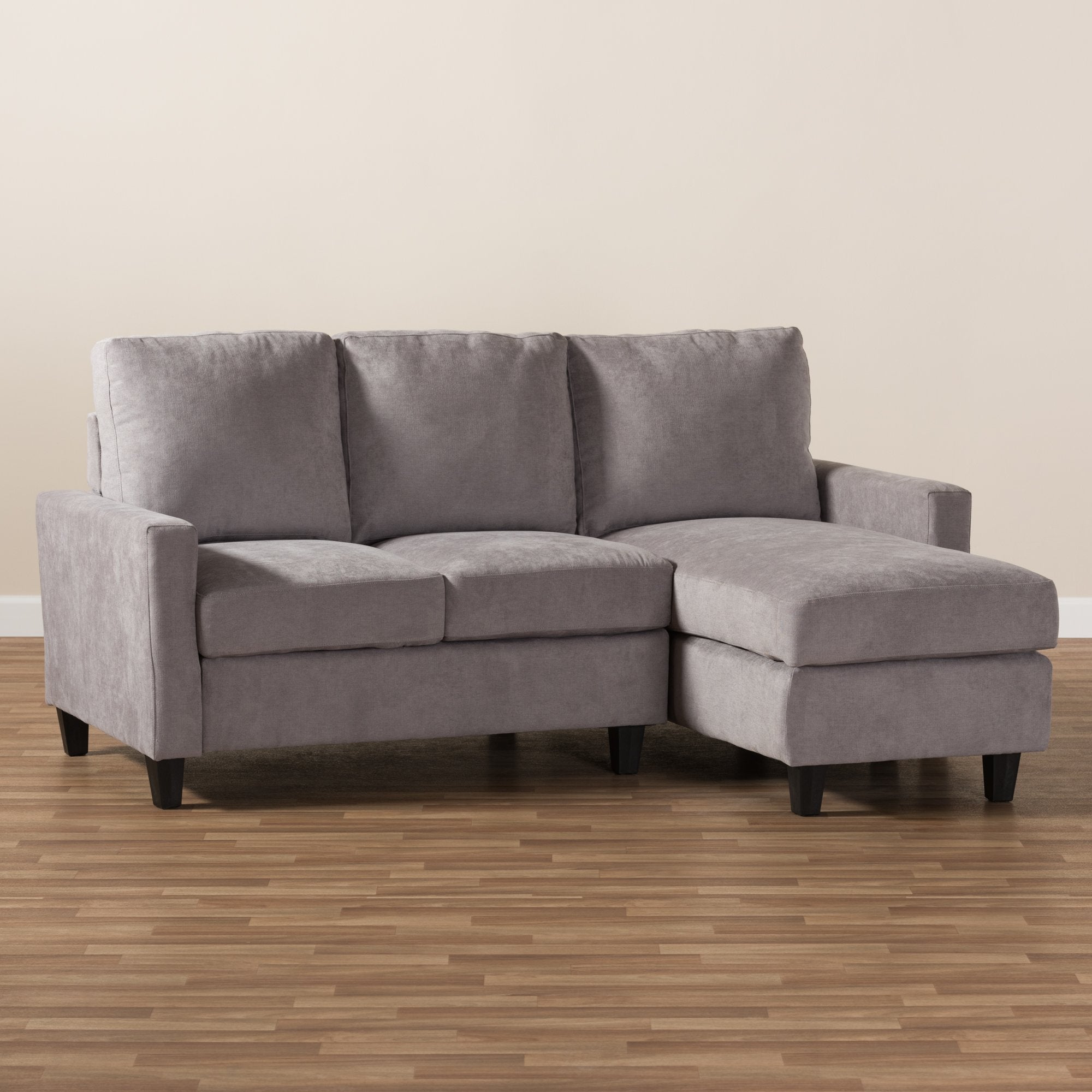 Baxton Studio Greyson Modern And Contemporary Light Grey Fabric Upholstered Reversible Sectional Sofa