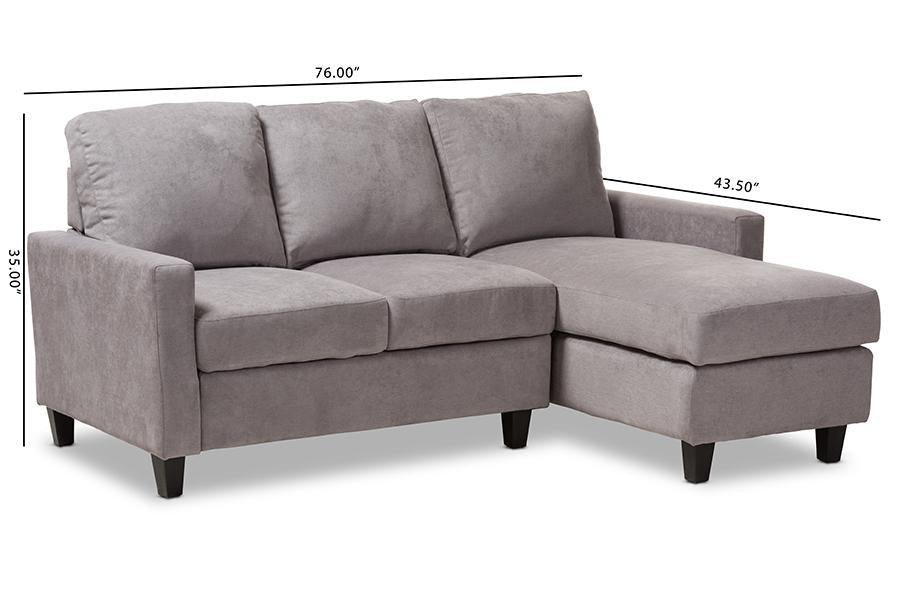 Baxton Studio Greyson Modern And Contemporary Light Grey Fabric Upholstered Reversible Sectional Sofa