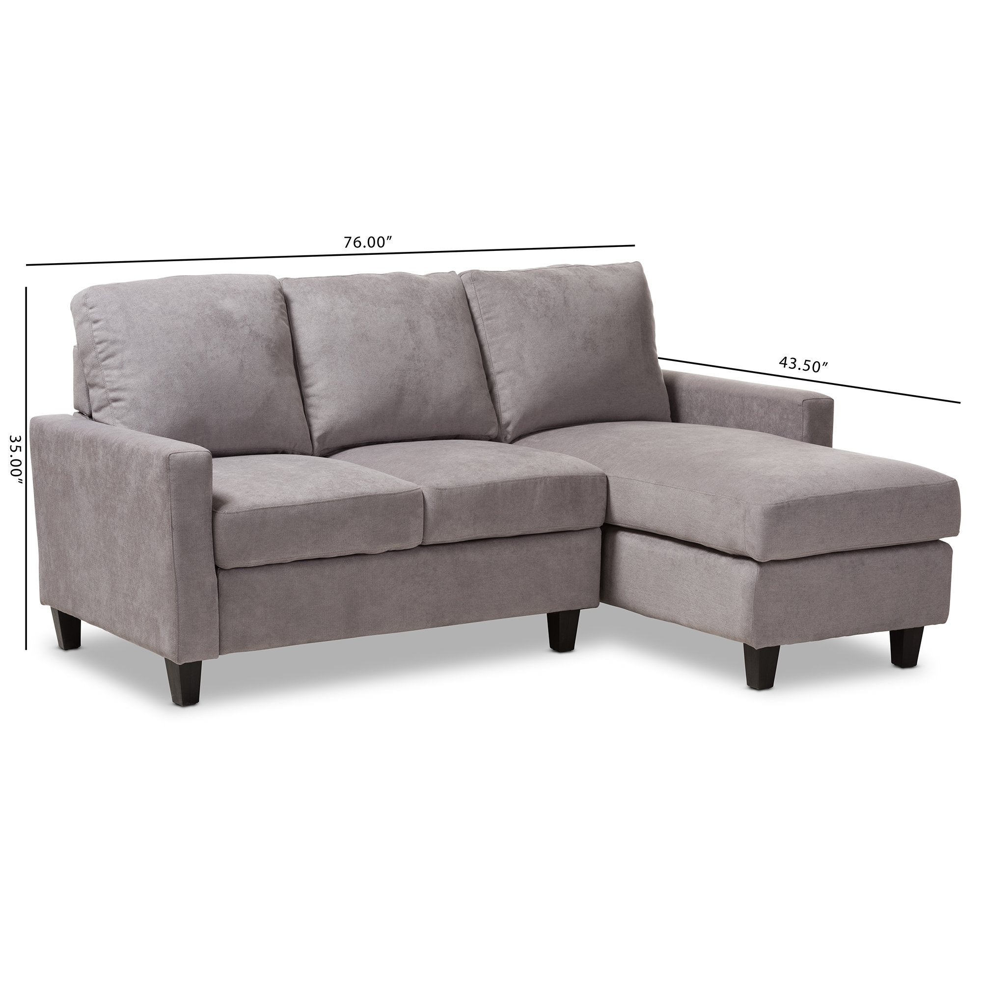 Baxton Studio Greyson Modern And Contemporary Light Grey Fabric Upholstered Reversible Sectional Sofa