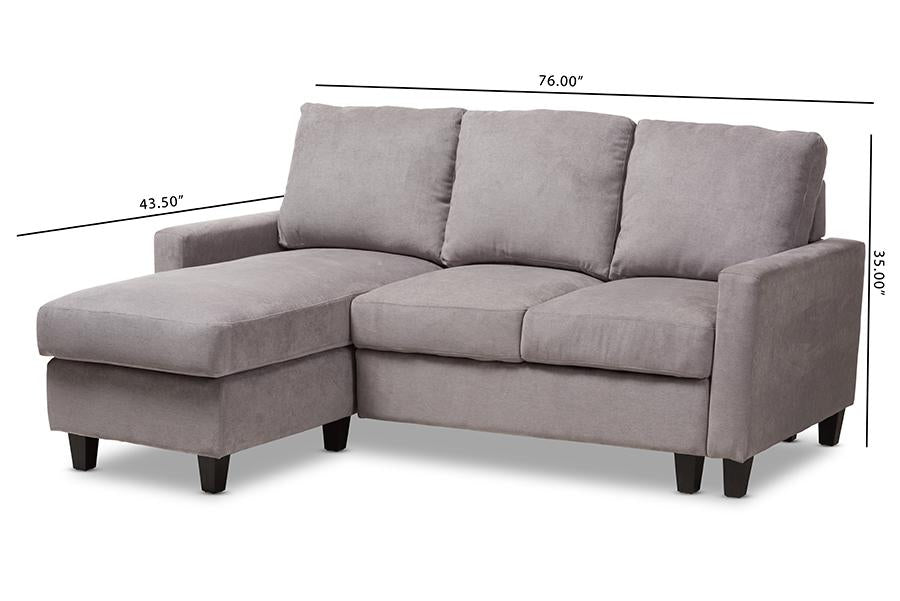 Baxton Studio Greyson Modern And Contemporary Light Grey Fabric Upholstered Reversible Sectional Sofa