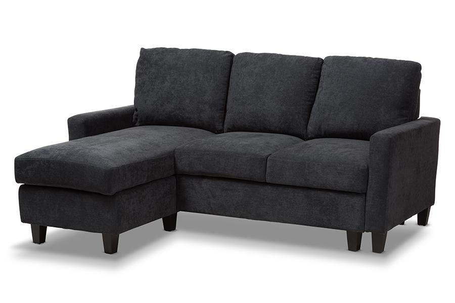 Baxton Studio Greyson Modern And Contemporary Dark Grey Fabric Upholstered Reversible Sectional Sofa