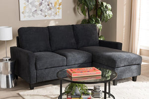 Baxton Studio Greyson Modern And Contemporary Dark Grey Fabric Upholstered Reversible Sectional Sofa