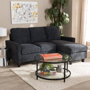 Baxton Studio Greyson Modern And Contemporary Dark Grey Fabric Upholstered Reversible Sectional Sofa