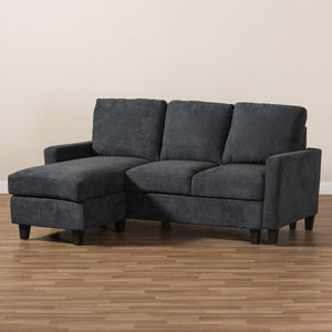 Baxton Studio Greyson Modern And Contemporary Dark Grey Fabric Upholstered Reversible Sectional Sofa