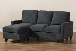 Baxton Studio Greyson Modern And Contemporary Dark Grey Fabric Upholstered Reversible Sectional Sofa