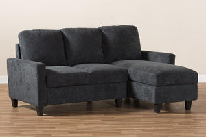 Baxton Studio Greyson Modern And Contemporary Dark Grey Fabric Upholstered Reversible Sectional Sofa