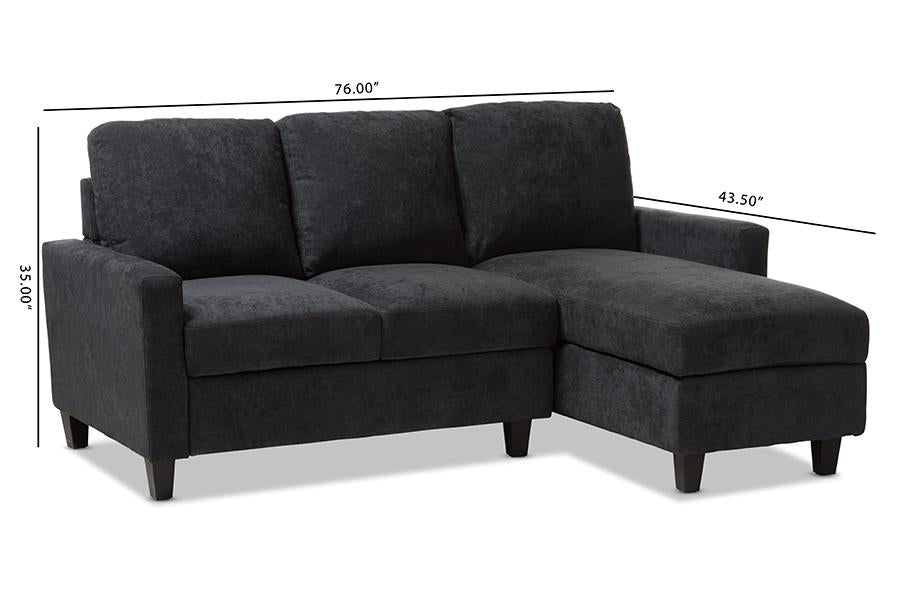 Baxton Studio Greyson Modern And Contemporary Dark Grey Fabric Upholstered Reversible Sectional Sofa