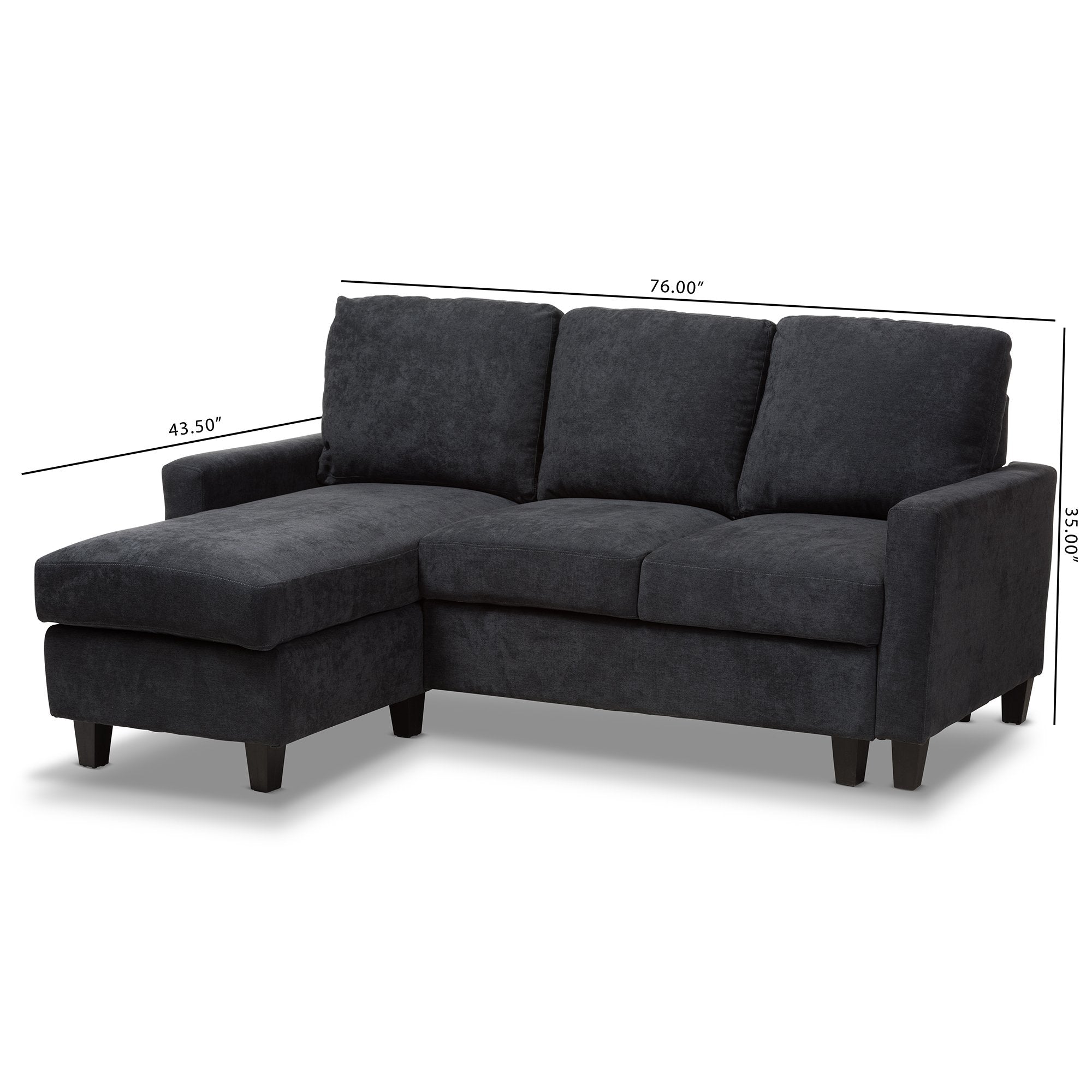 Baxton Studio Greyson Modern And Contemporary Dark Grey Fabric Upholstered Reversible Sectional Sofa