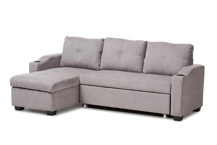 Baxton Studio Lianna Modern and Contemporary Light Grey Fabric Upholstered Sectional Sofa