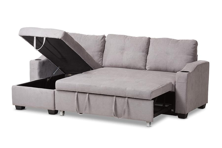 Baxton Studio Lianna Modern and Contemporary Light Grey Fabric Upholstered Sectional Sofa