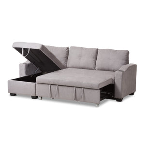 Baxton Studio Lianna Modern and Contemporary Light Grey Fabric Upholstered Sectional Sofa