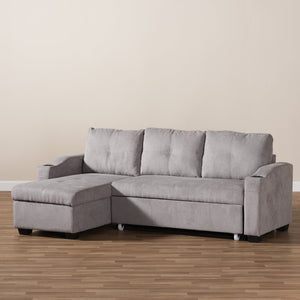 Baxton Studio Lianna Modern and Contemporary Light Grey Fabric Upholstered Sectional Sofa