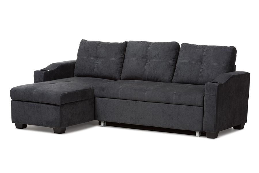 Baxton Studio Lianna Modern and Contemporary Dark Grey Fabric Upholstered Sectional Sofa