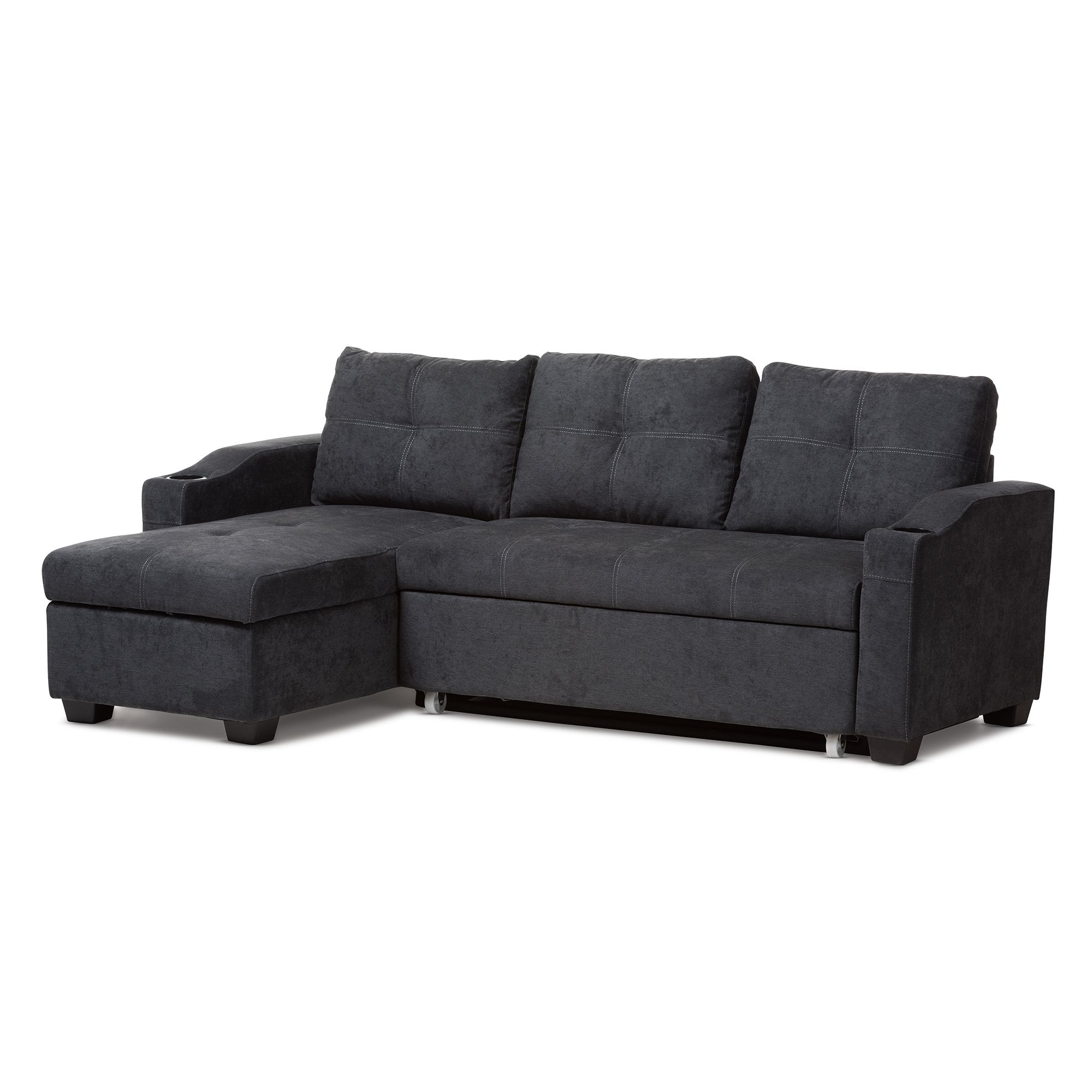 Baxton Studio Lianna Modern and Contemporary Dark Grey Fabric Upholstered Sectional Sofa