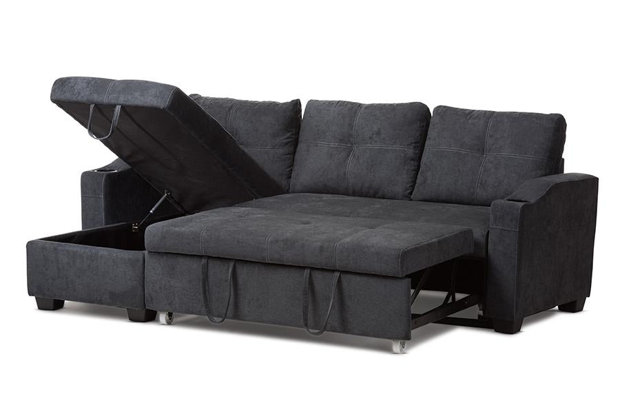 Baxton Studio Lianna Modern and Contemporary Dark Grey Fabric Upholstered Sectional Sofa