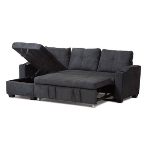 Baxton Studio Lianna Modern and Contemporary Dark Grey Fabric Upholstered Sectional Sofa