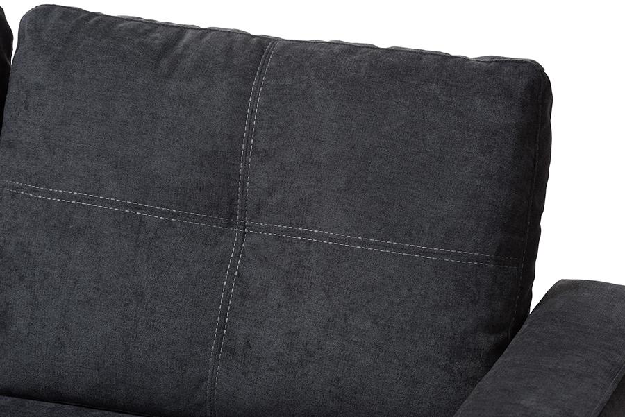 Baxton Studio Lianna Modern and Contemporary Dark Grey Fabric Upholstered Sectional Sofa