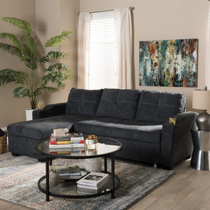 Baxton Studio Lianna Modern and Contemporary Dark Grey Fabric Upholstered Sectional Sofa