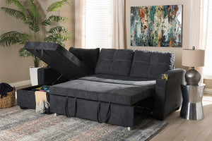 Baxton Studio Lianna Modern and Contemporary Dark Grey Fabric Upholstered Sectional Sofa