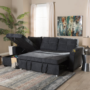 Baxton Studio Lianna Modern and Contemporary Dark Grey Fabric Upholstered Sectional Sofa