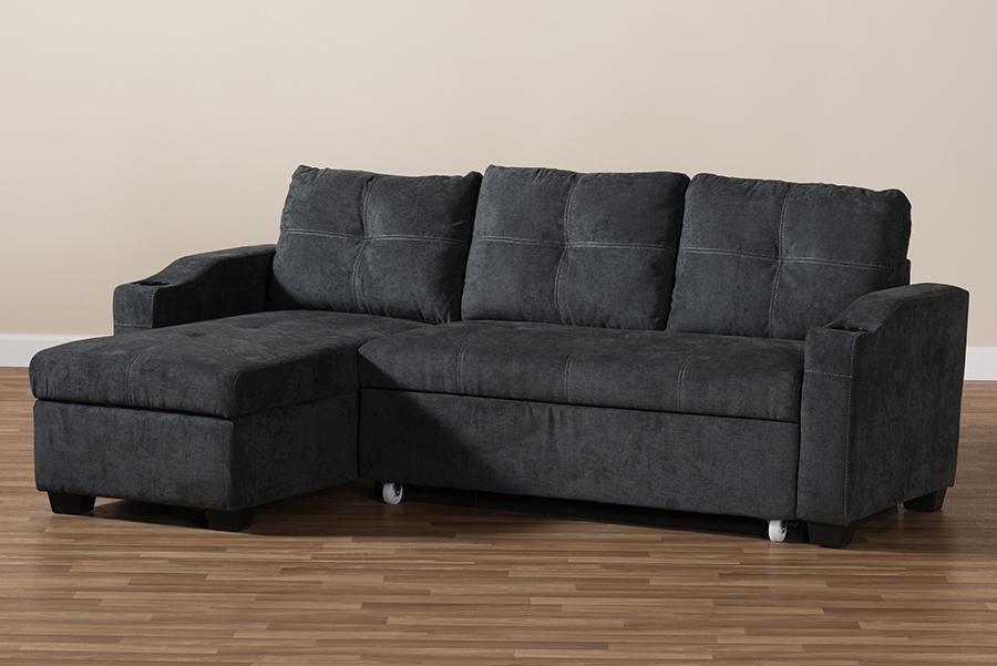 Baxton Studio Lianna Modern and Contemporary Dark Grey Fabric Upholstered Sectional Sofa