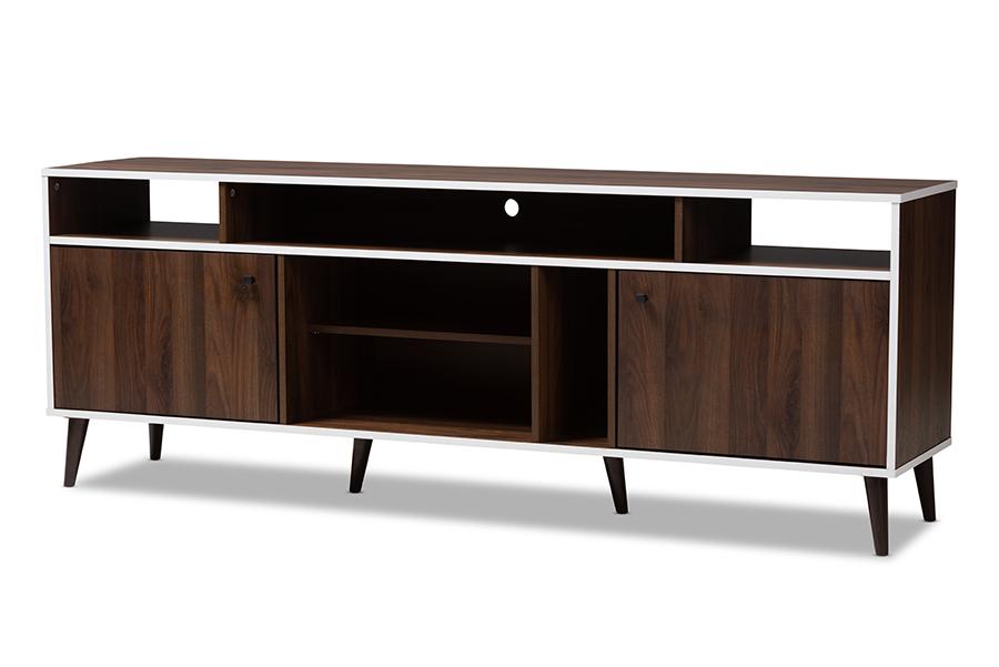 Baxton Studio Marion Mid-Century Modern Brown and White Finished TV Stand