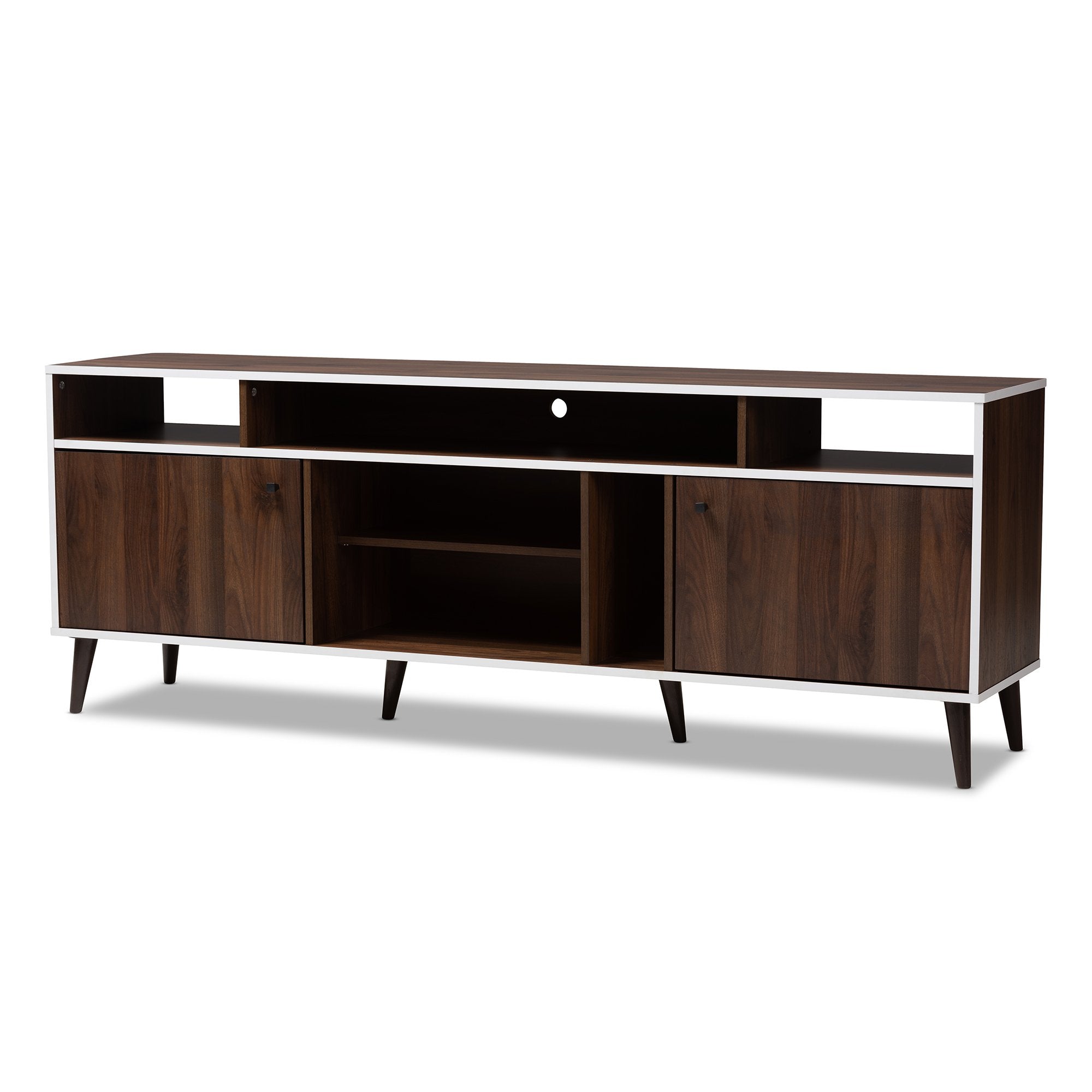 Baxton Studio Marion Mid-Century Modern Brown and White Finished TV Stand