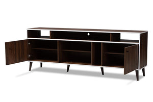 Baxton Studio Marion Mid-Century Modern Brown and White Finished TV Stand