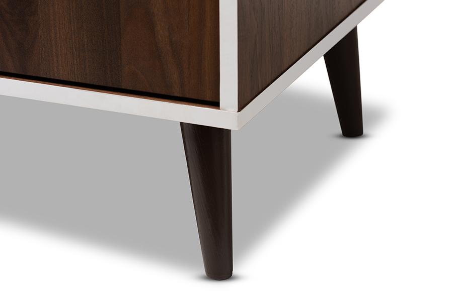 Baxton Studio Marion Mid-Century Modern Brown and White Finished TV Stand